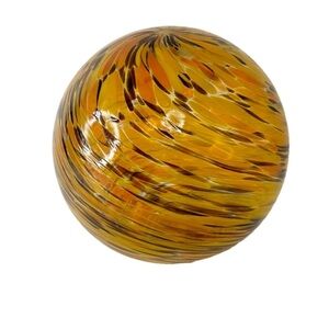Hand Blown Large 15.5” Art Glass Decorative Ball Orb Tiger Swirl Multicoloured